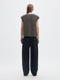 WOOL BLEND KNITTED VEST, Medium Grey Melange, highres