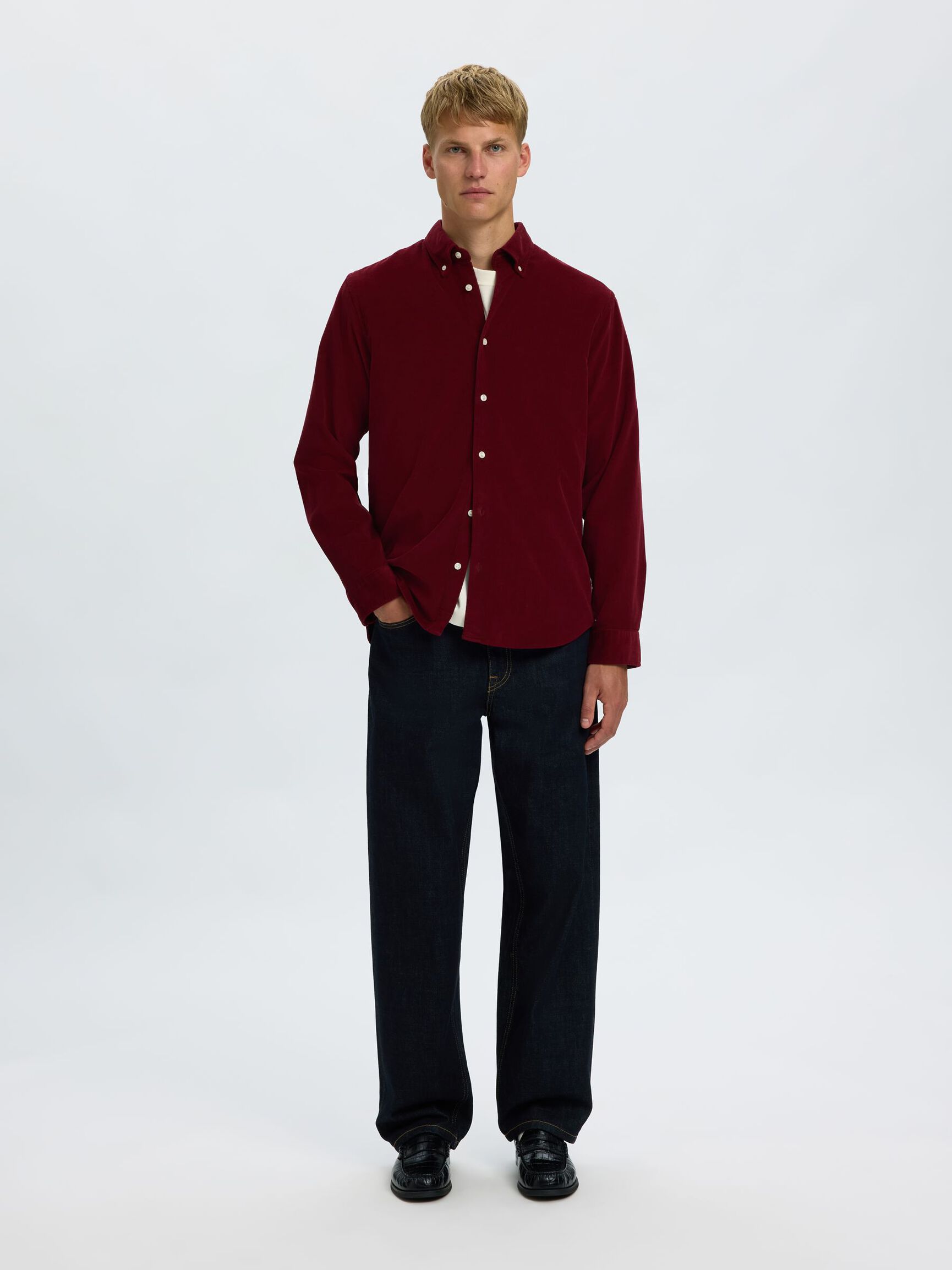 COTTON  CORDUROY SHIRT, Tawny Port, highres