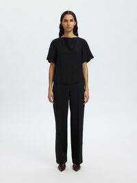 TOP A MANICHE CORTE, Black, highres