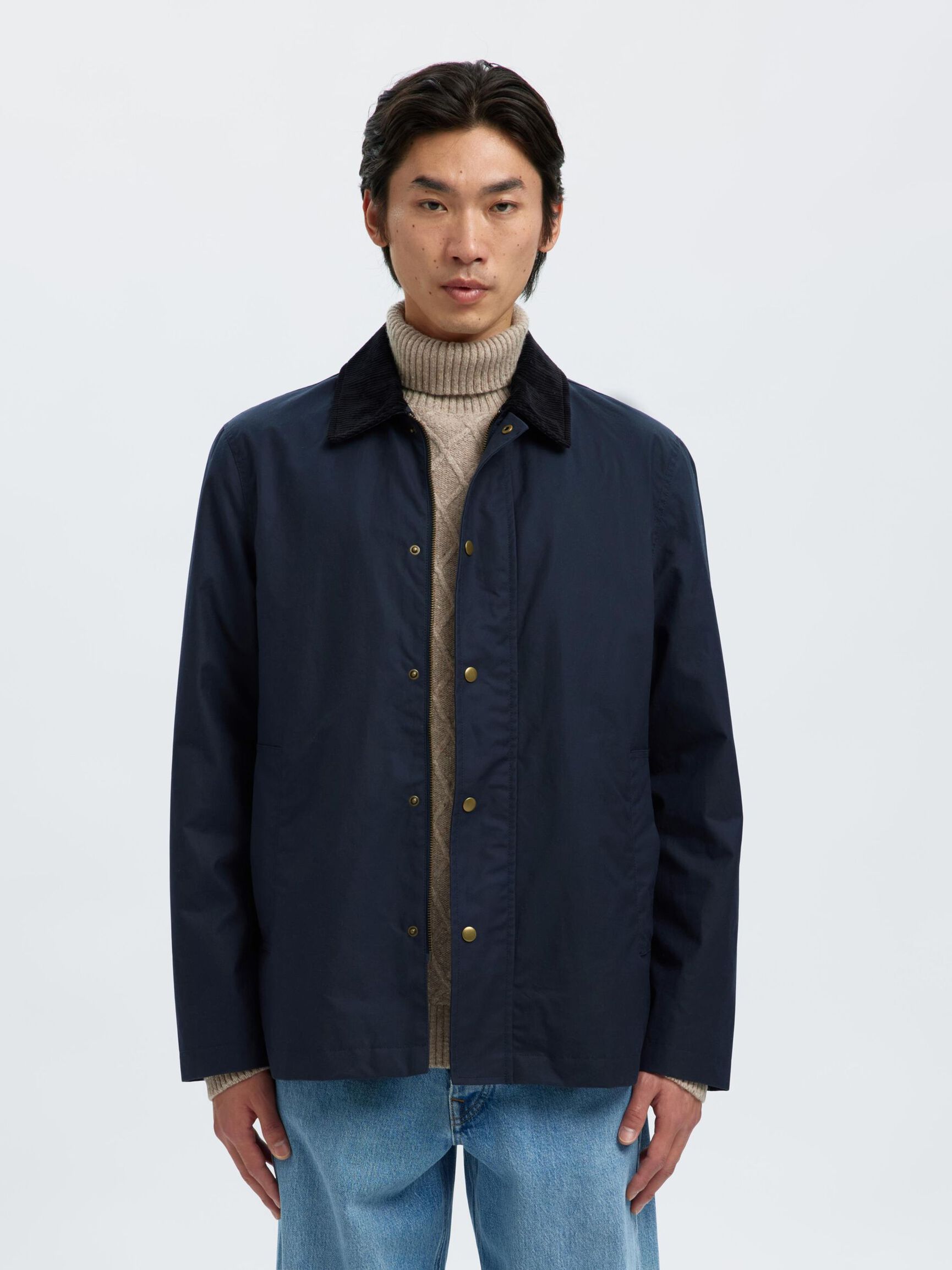 WAXED COTTON JACKET, Sky Captain, highres