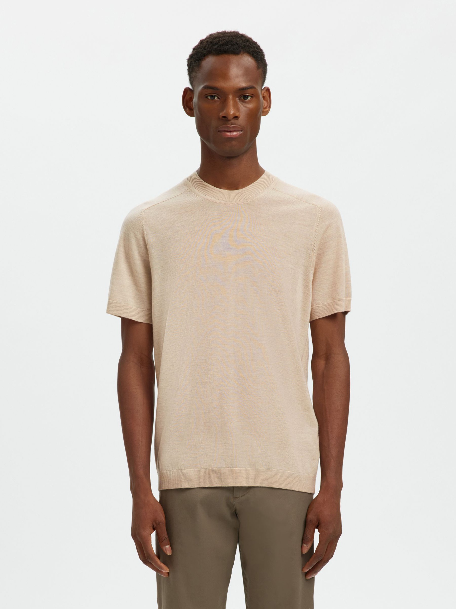 100% MERINO WOOL T-SHIRT, Oatmeal, highres