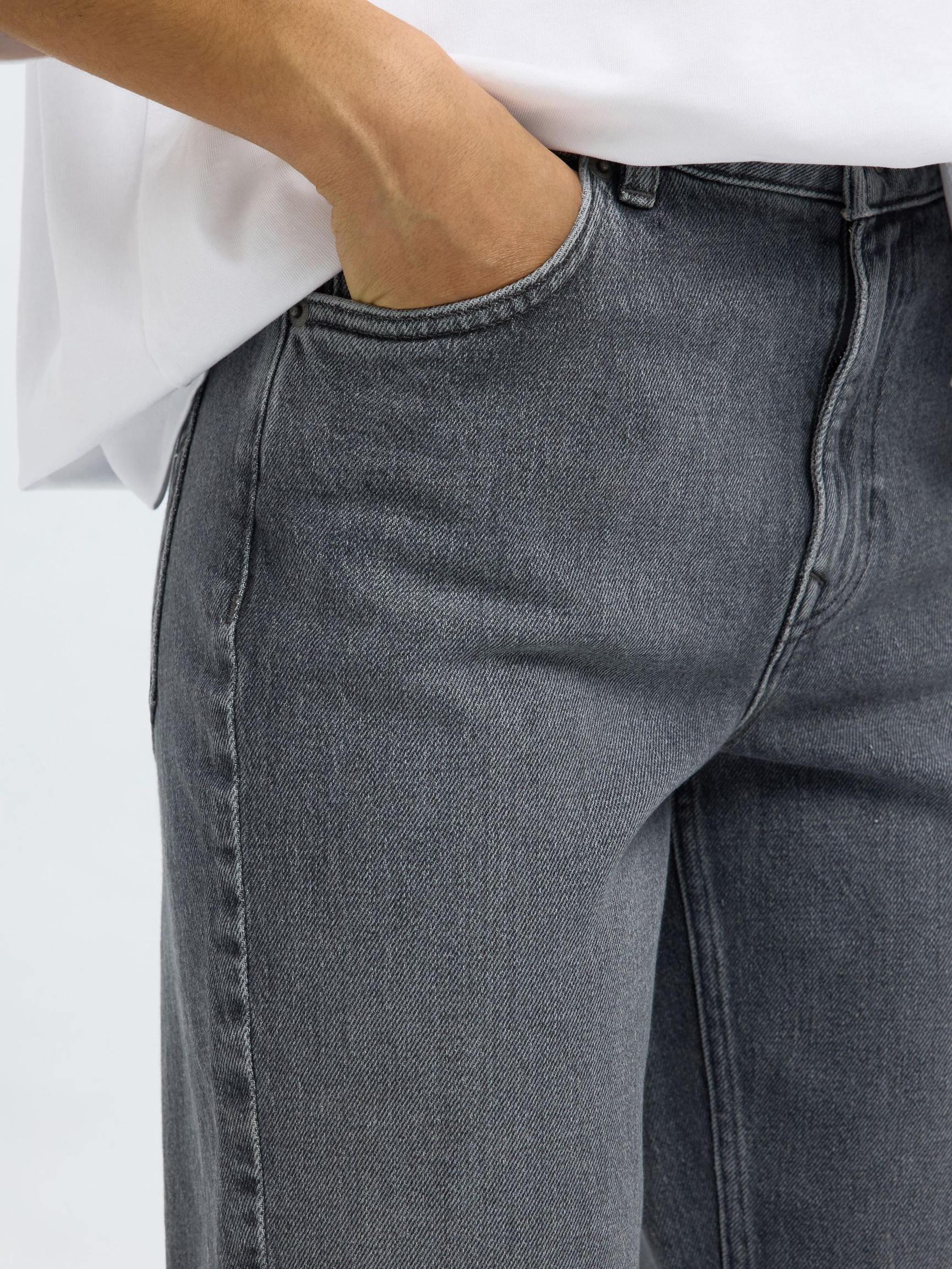 MID WAIST SLIM JEANS MED TAPERED FIT, Medium Grey Denim, highres