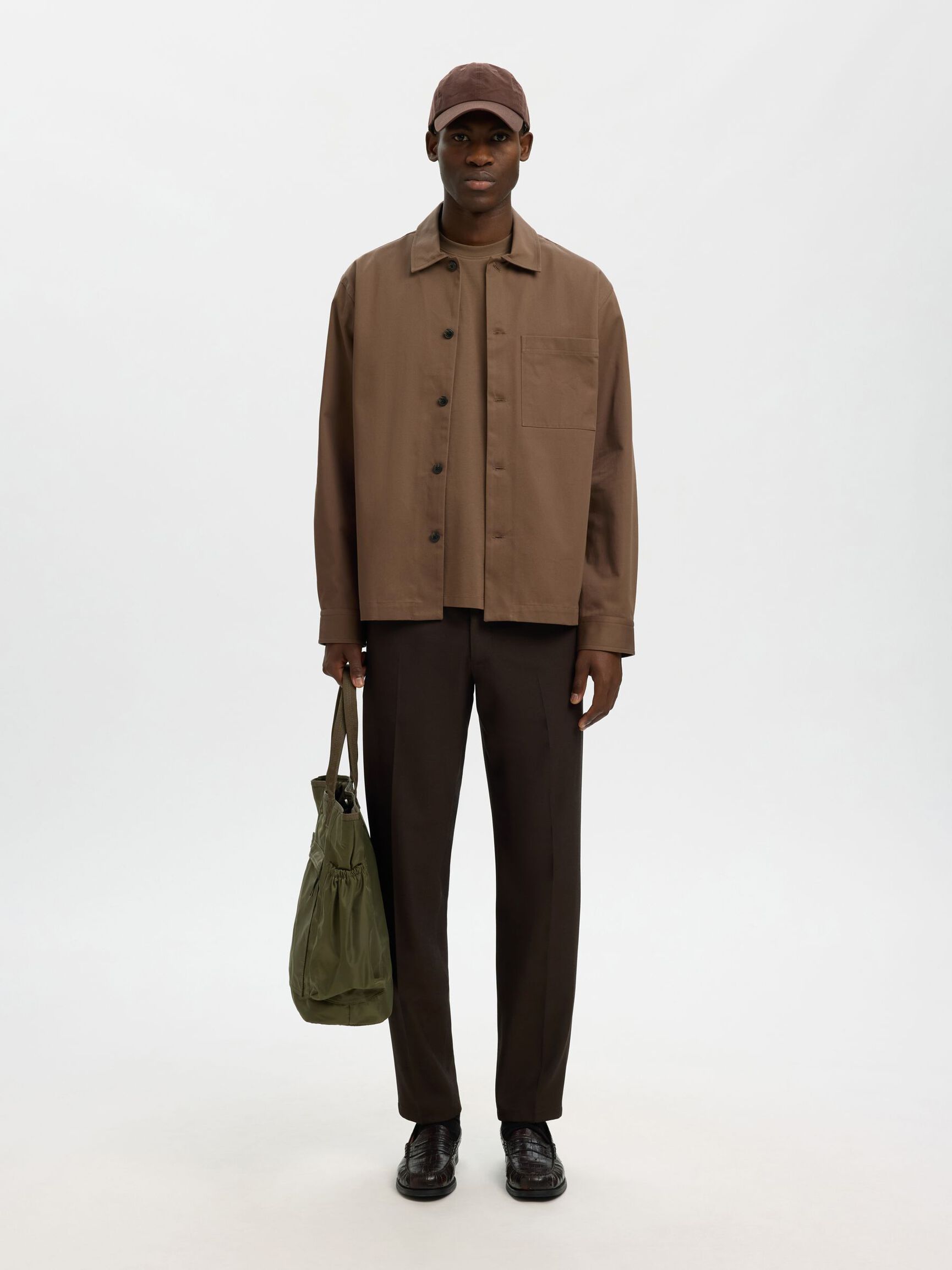 REGULAR FIT TWILL OVERSHIRT, Chocolate Chip, highres