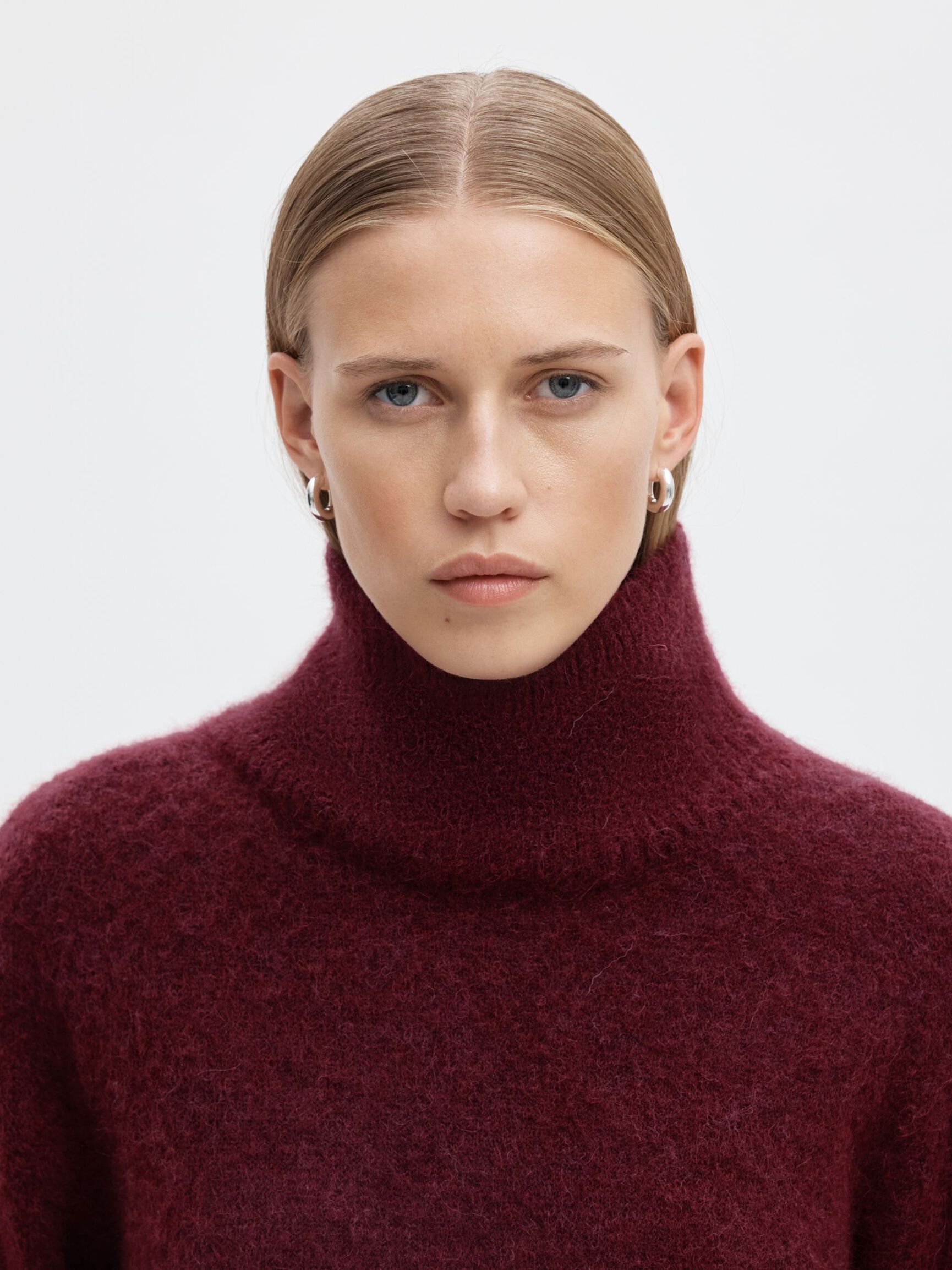WOOL BLEND HIGH-NECK JUMPER, Tawny Port, highres
