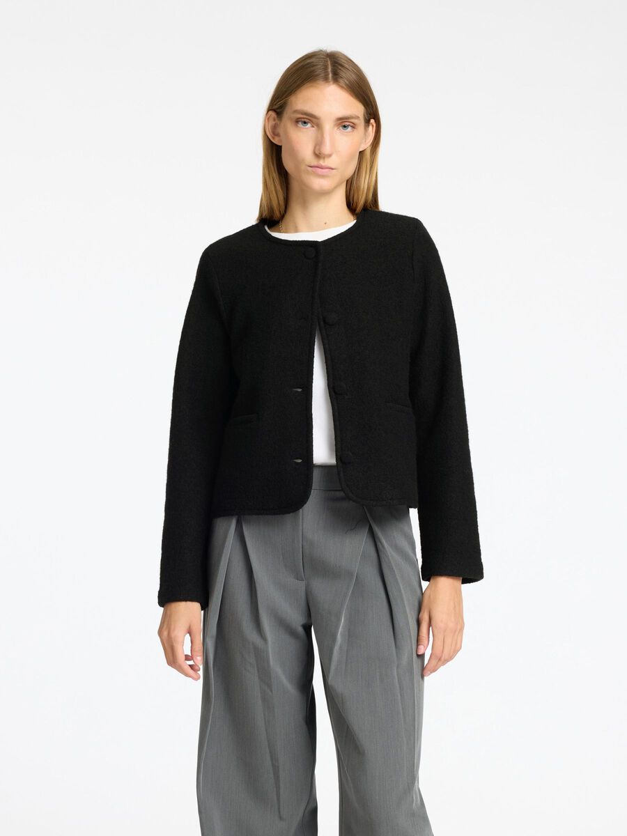 Selected 100 % ULL STRIKKET CARDIGAN, Black, highres - 16097339_Black_003.jpg