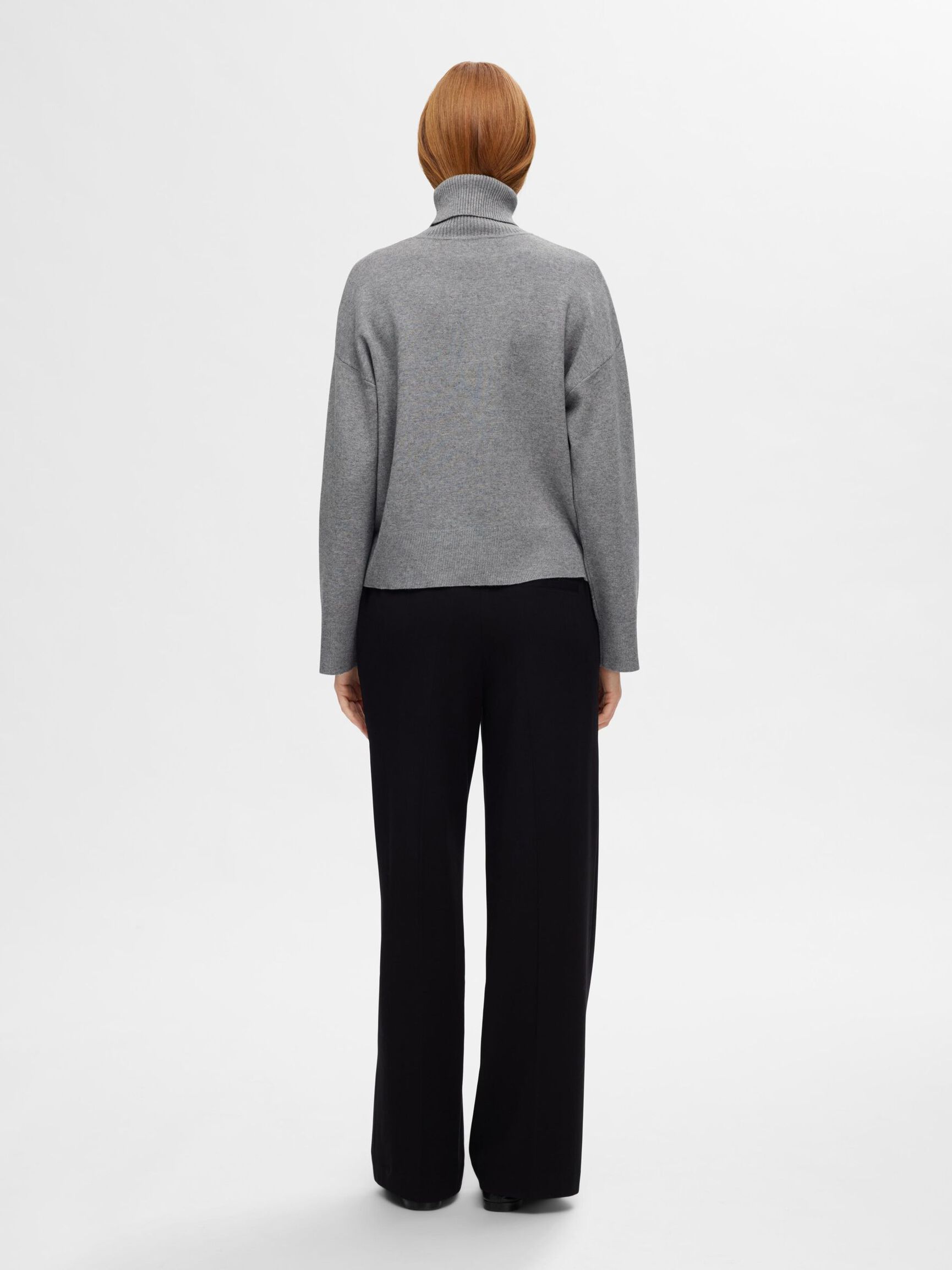 VISCOSE BLEND KNITTED JUMPER, Medium Grey Melange, highres