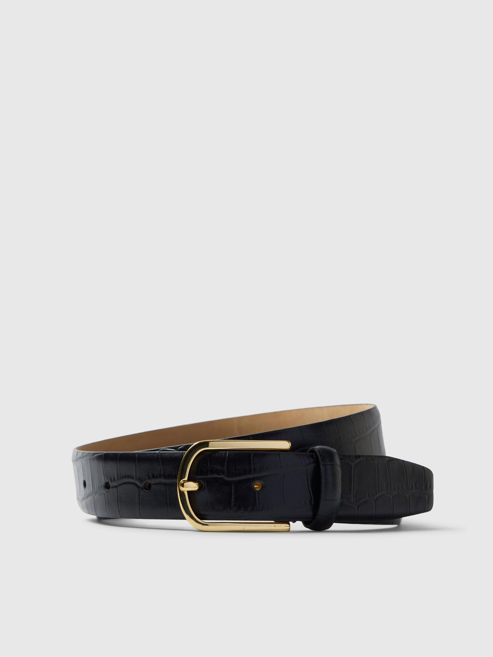 100% LEATHER BELT, Black, highres