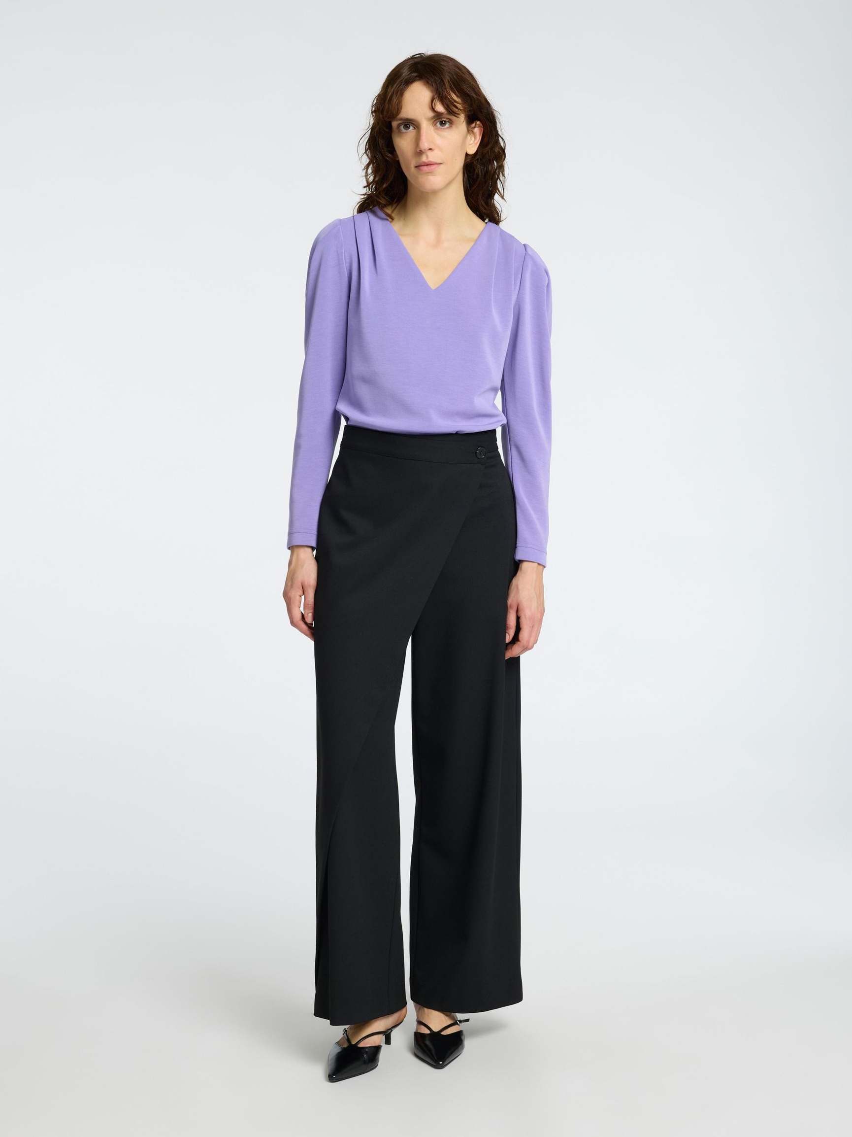 DRAPERET TOP MED V-HALS, Paisley Purple, highres