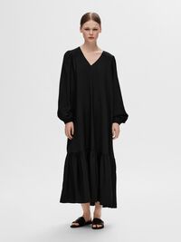VISCOSE BLEND MAXI DRESS, Black, highres