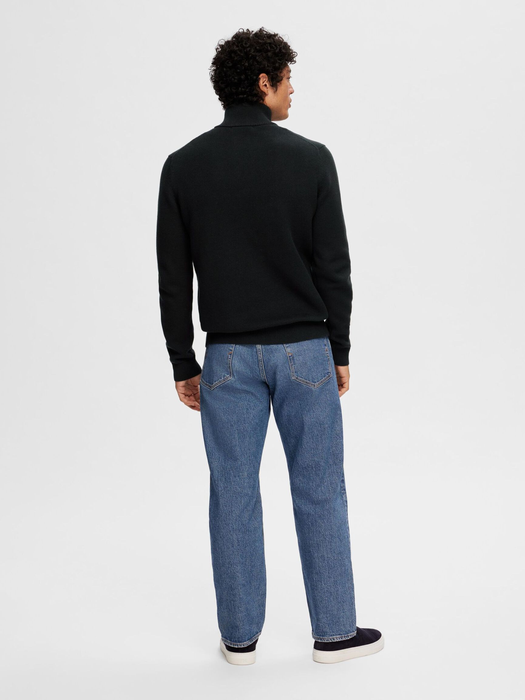 HALF-ZIP JUMPER, Black, highres
