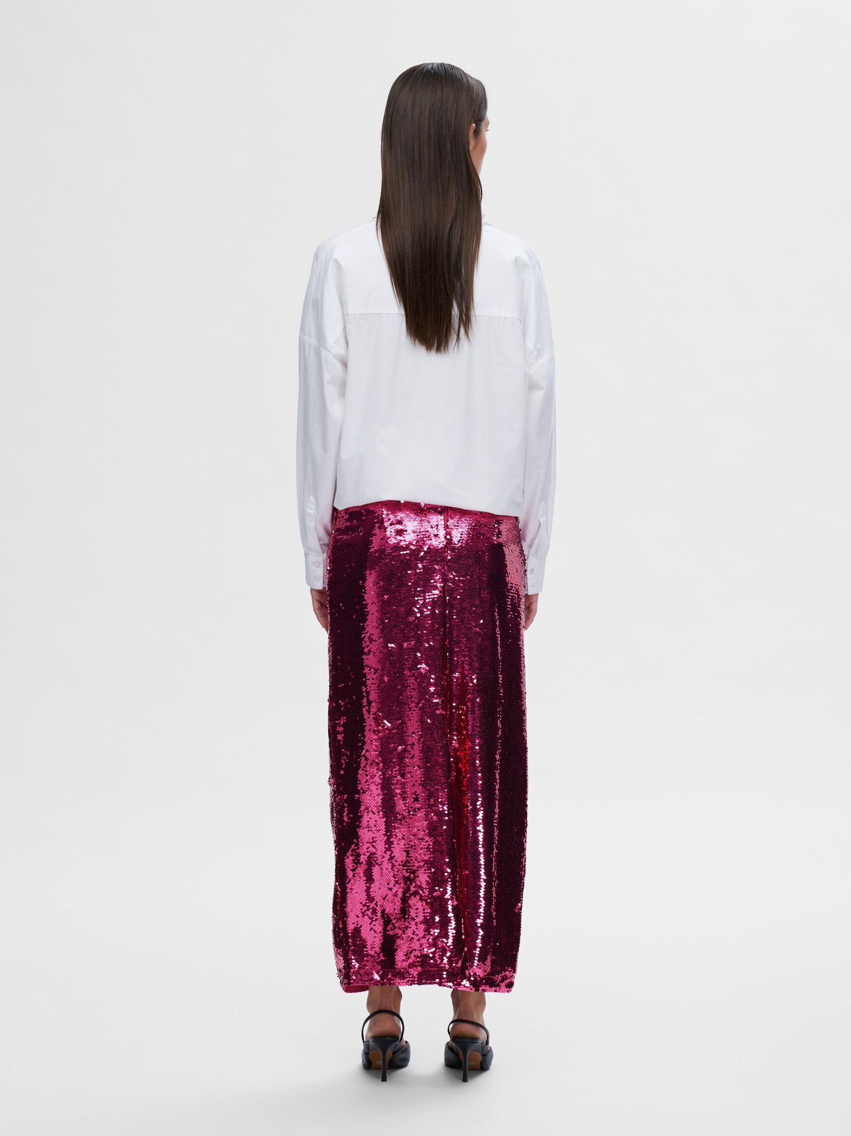 LENTEJUELAS FALDA MAXI, Phlox Pink, highres