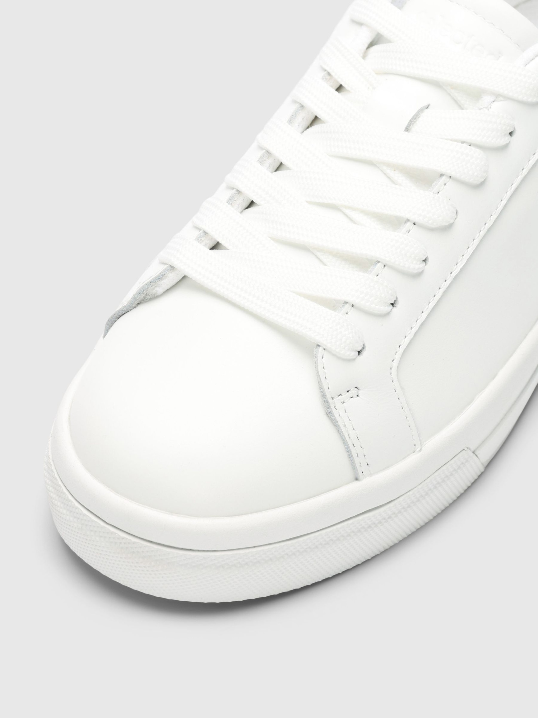LACE UP LEATHER TRAINERS, White, highres