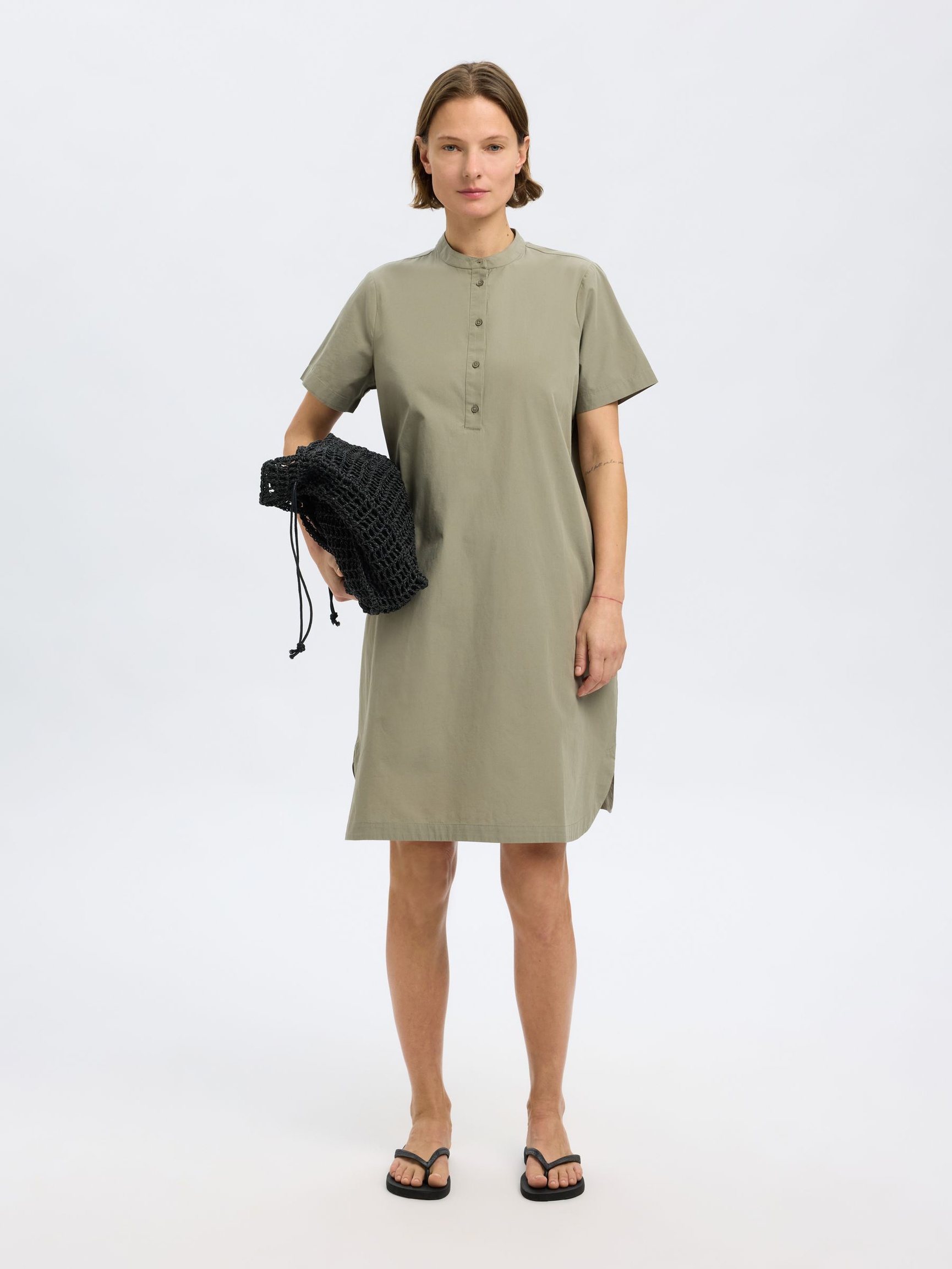 COTTON MINI DRESS, Vetiver, highres
