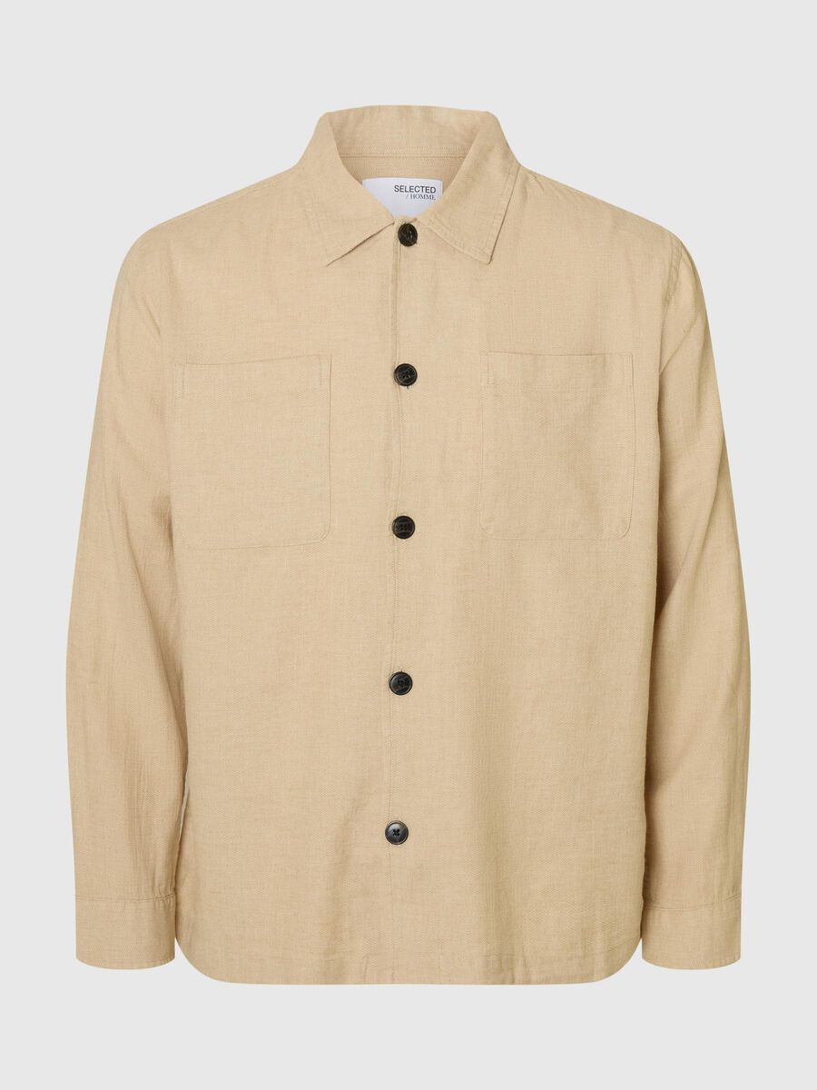 Selected LINEN BLEND OVERSHIRT, Incense, highres - 16096220_Incense_1155096_001.jpg