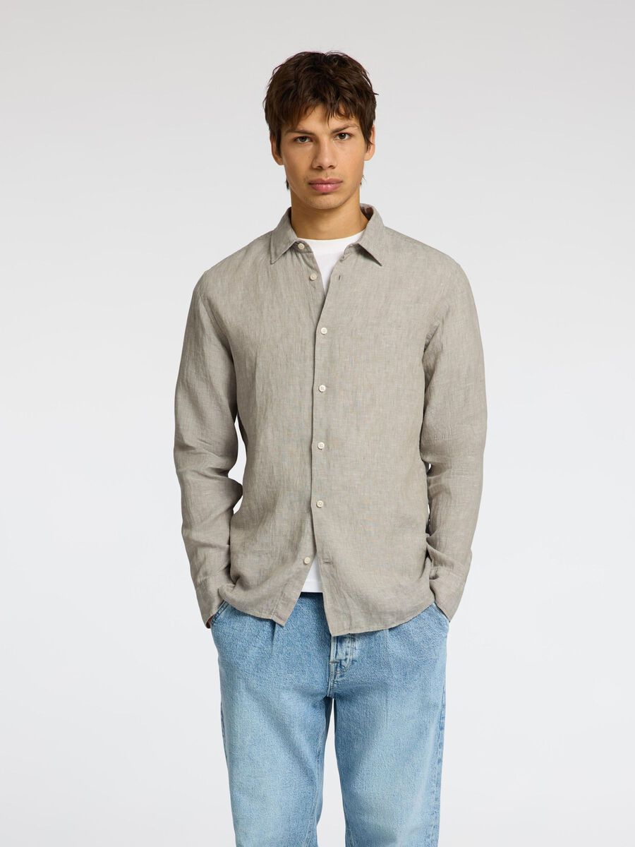 Selected 100% LINEN SHIRT, Vetiver, highres - 16092471_Vetiver_003.jpg