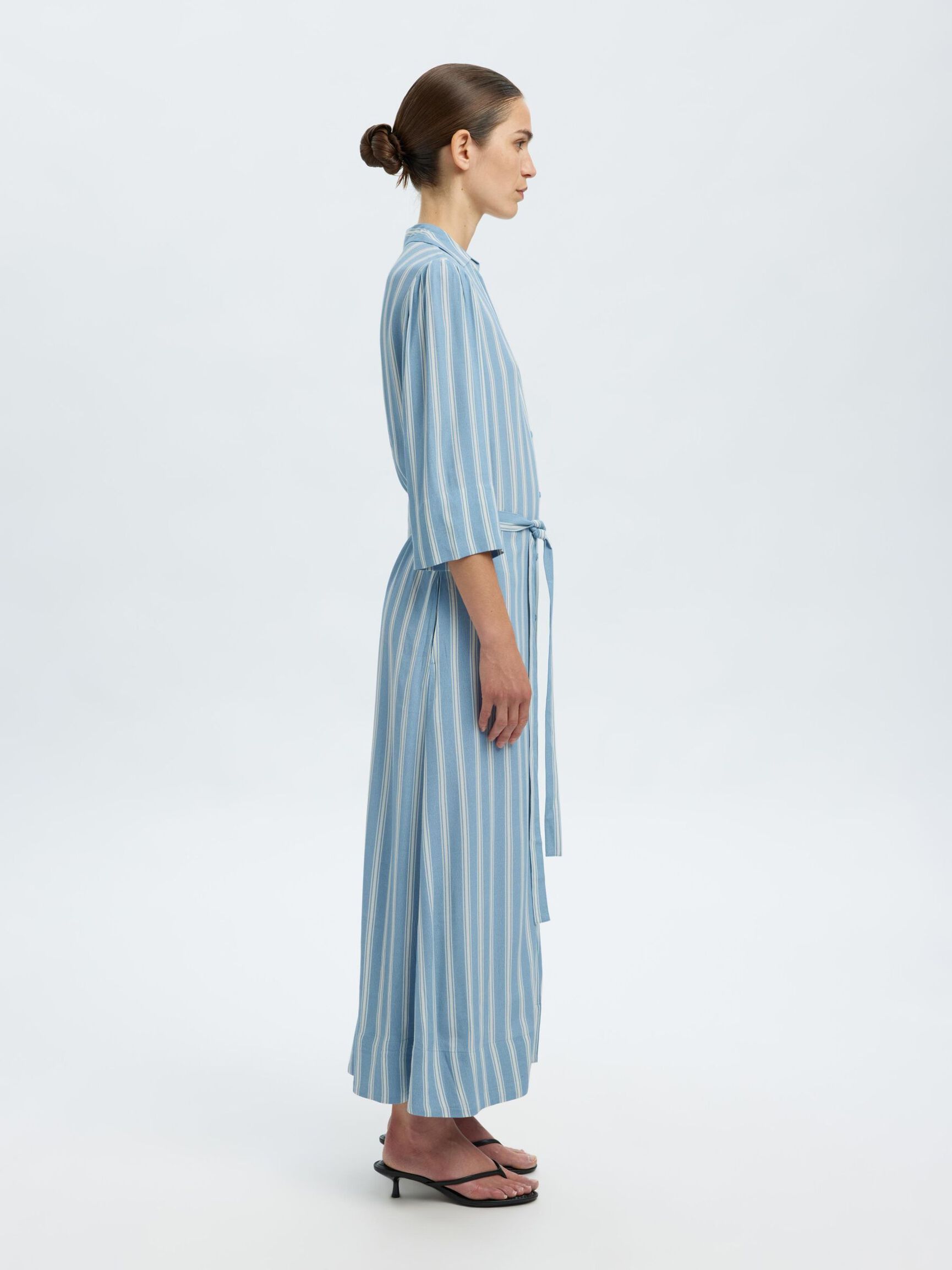 VISCOSE MAXI JURK, Dusty Blue, highres