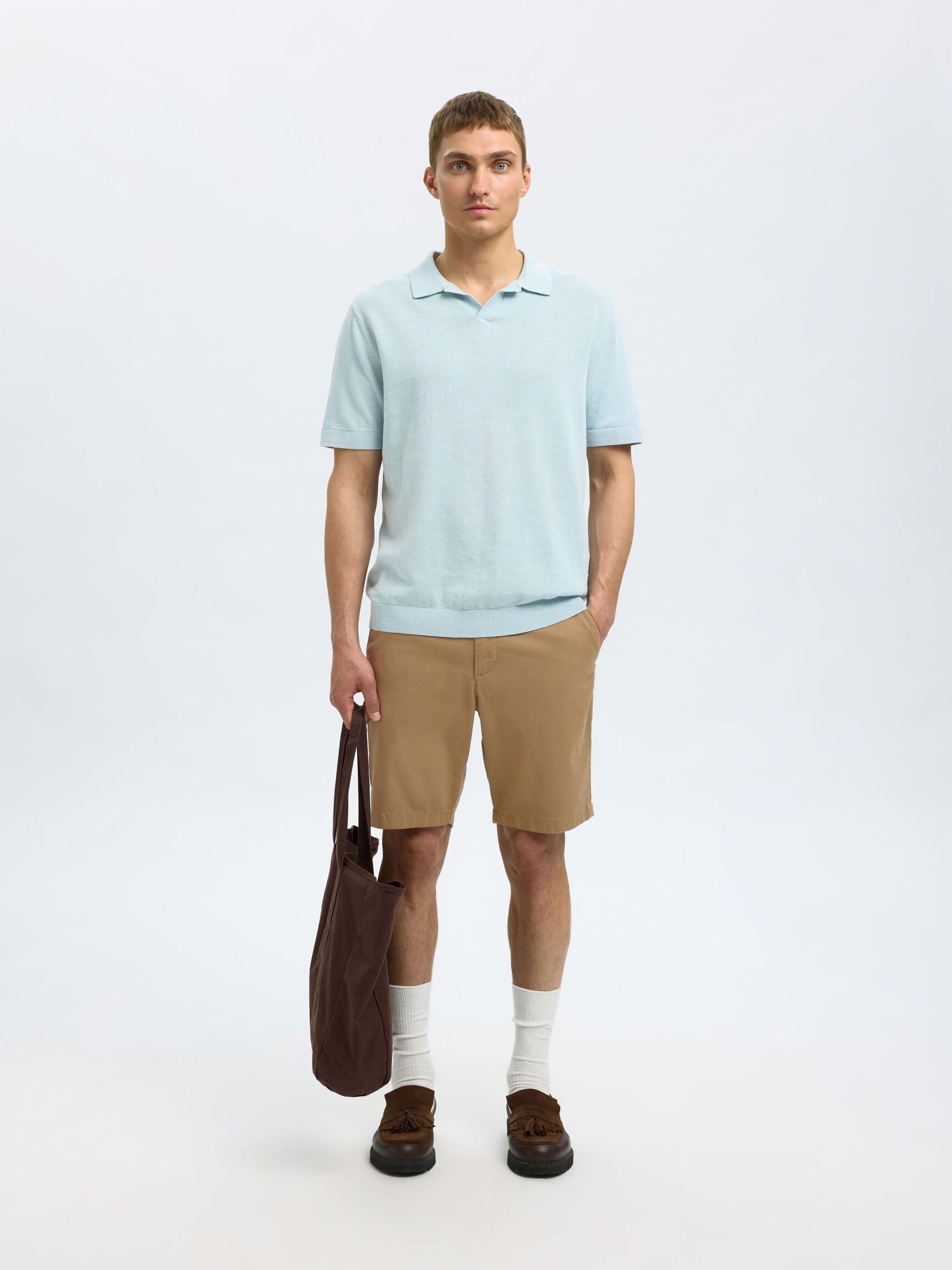 SLIM-FIT CHINO SHORTS, Ermine, highres