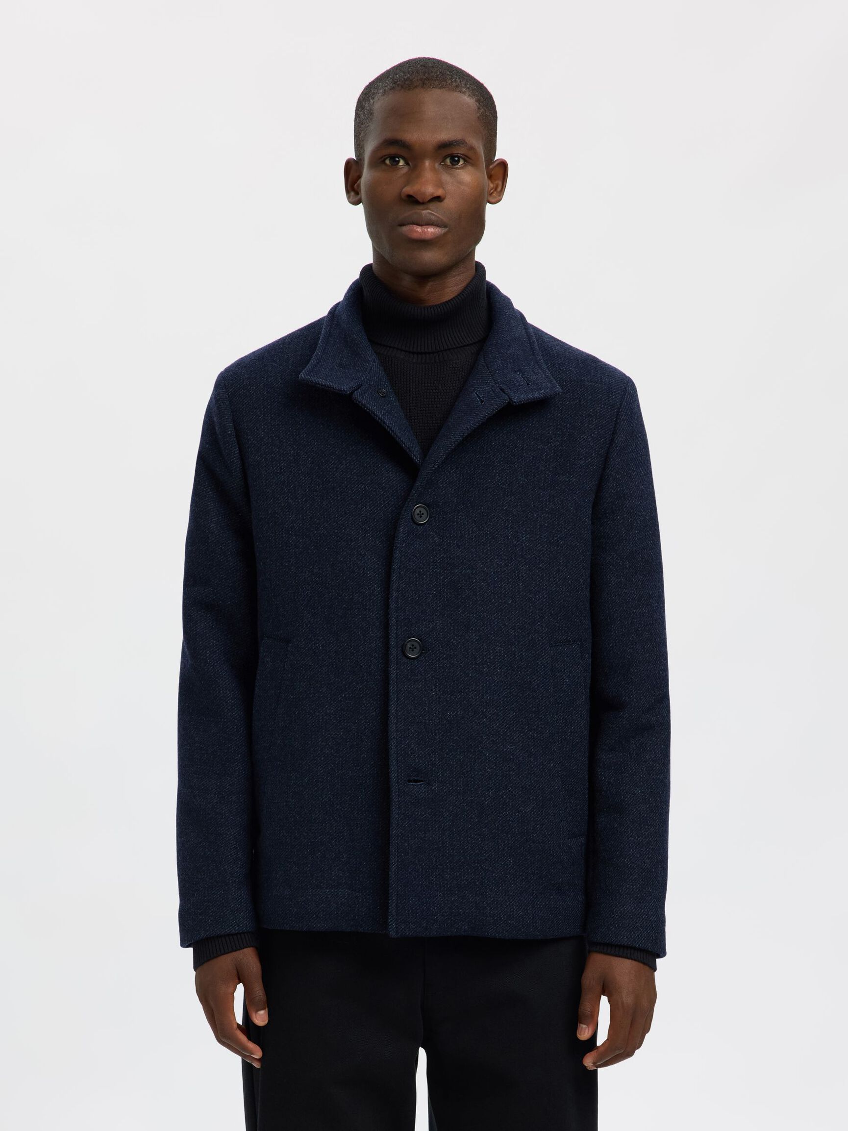 WOOL BLEND JACKET, Sky Captain, highres