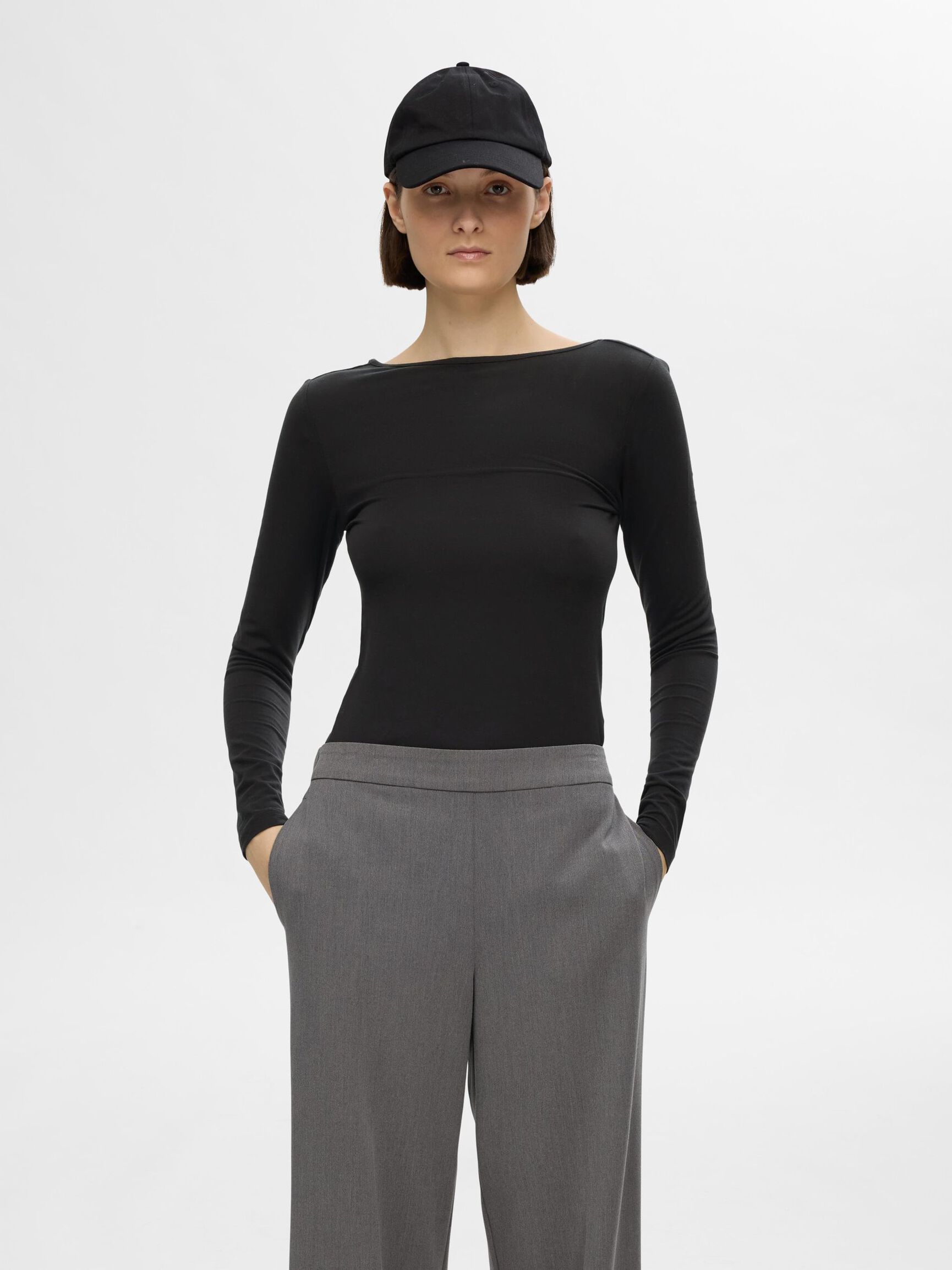 REVERSIBLE LONG-SLEEVED T-SHIRT, Black, highres