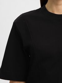 RELAXED FIT COTTON T-SHIRT, Black, highres