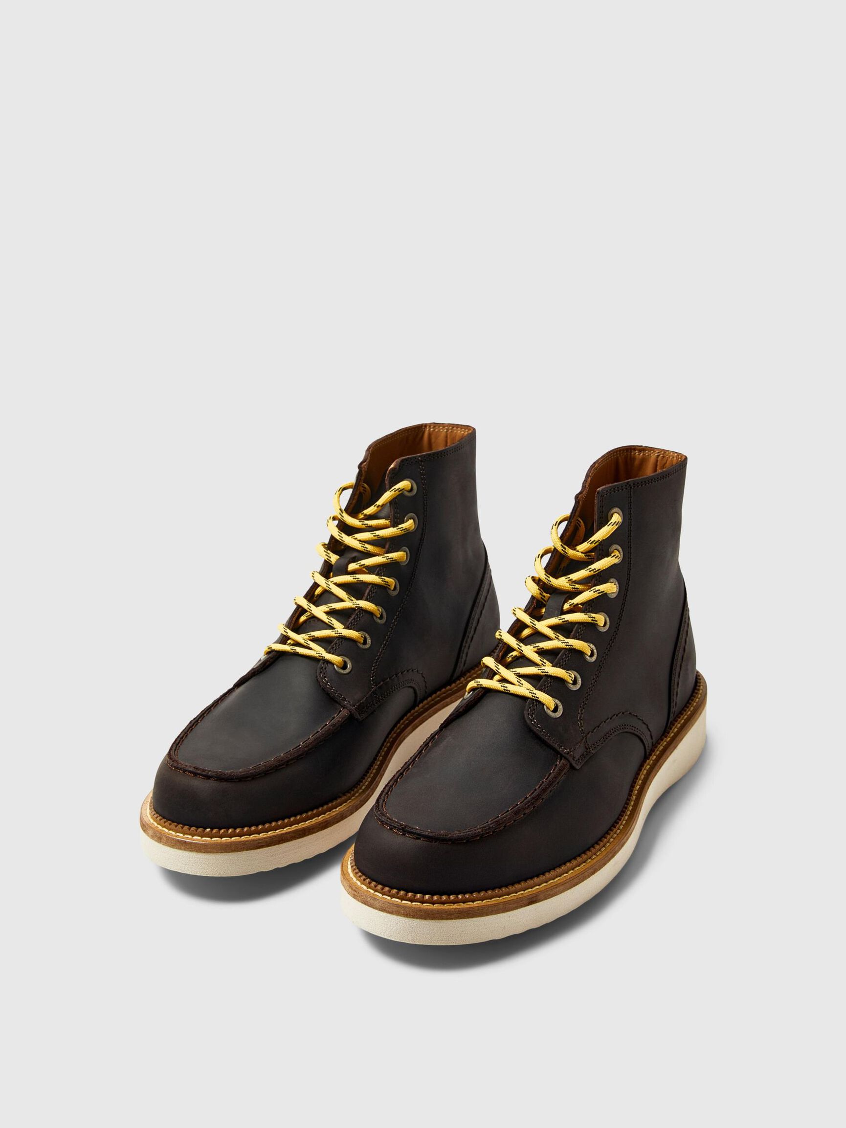 MOC-TOE LEATHER BOOTS, Demitasse, highres