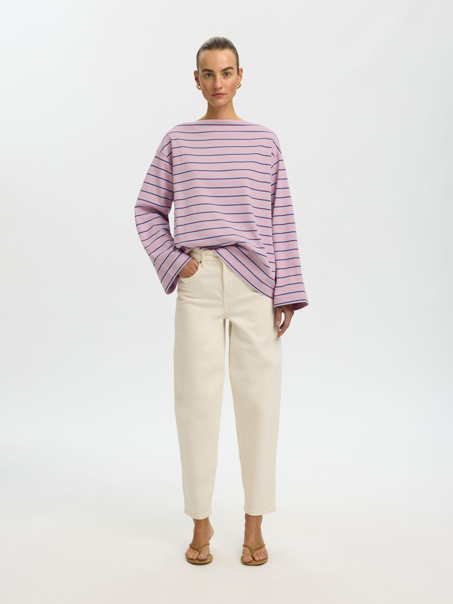BOOTHALS TOP MET LANGE MOUWEN, Bleached Mauve, highres