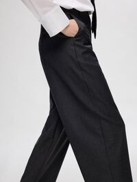 100% WOOL  BARREL FIT TROUSERS, Dark Grey, highres