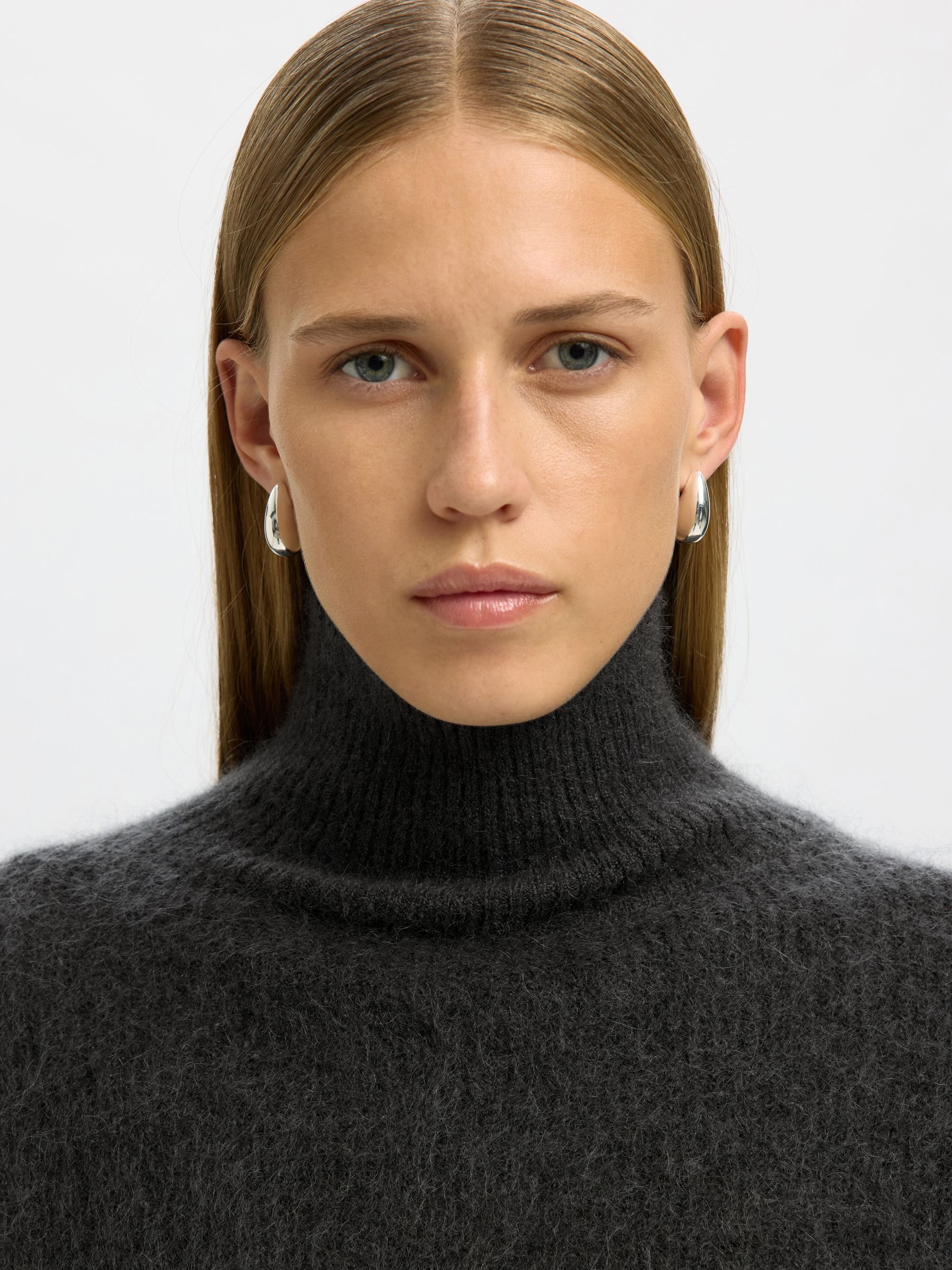 MOHAIR MIX STRICKPULLOVER, Asphalt, highres