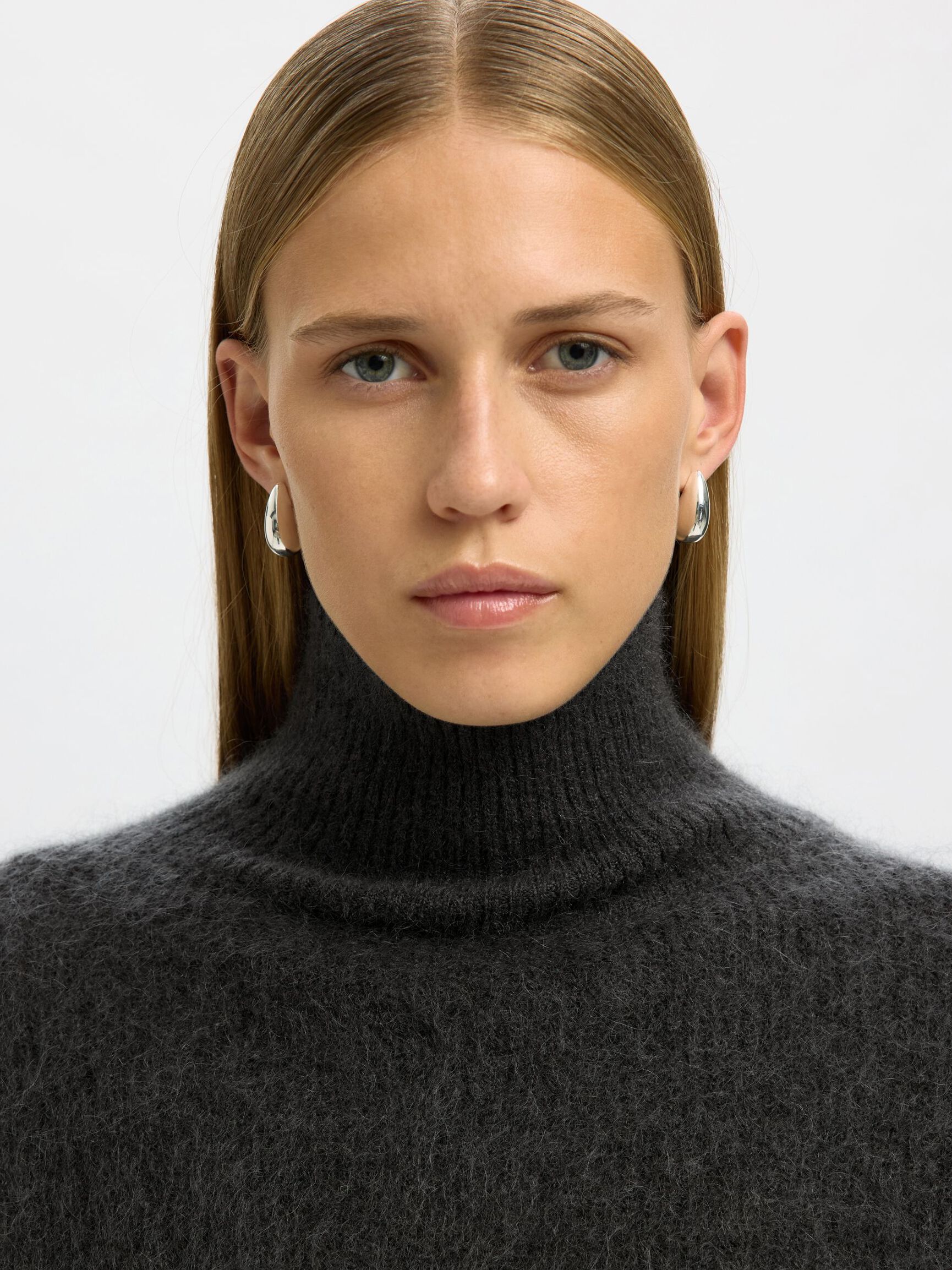 MOHAIR MIX STRICKPULLOVER, Asphalt, highres