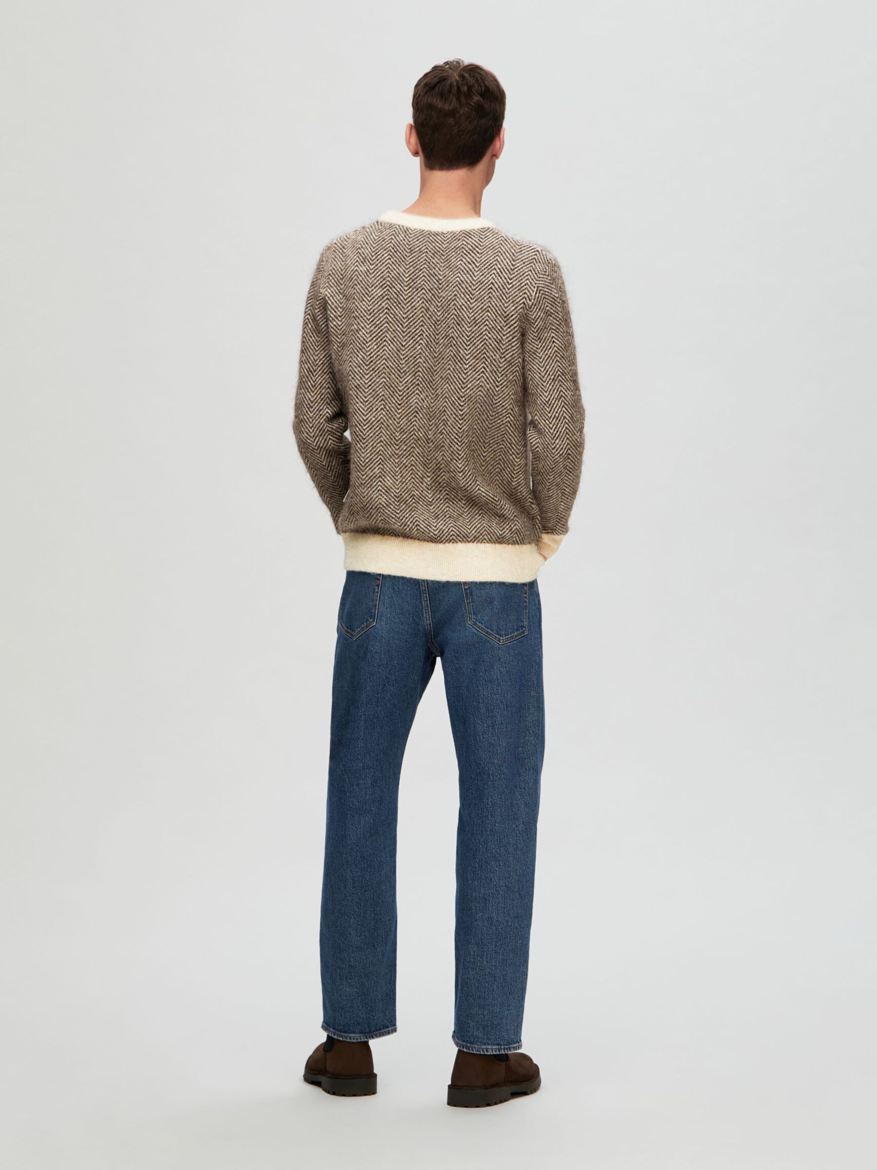 LONG-SLEEVED KNITTED JUMPER, Chocolate Torte, highres