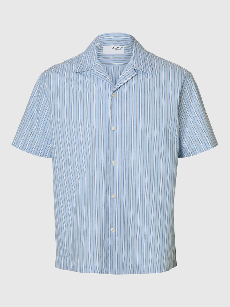 Selected STRIPED SHORT SLEEVED SHIRT, Light Blue, highres - 16097690_LightBlue_1183949_001.jpg
