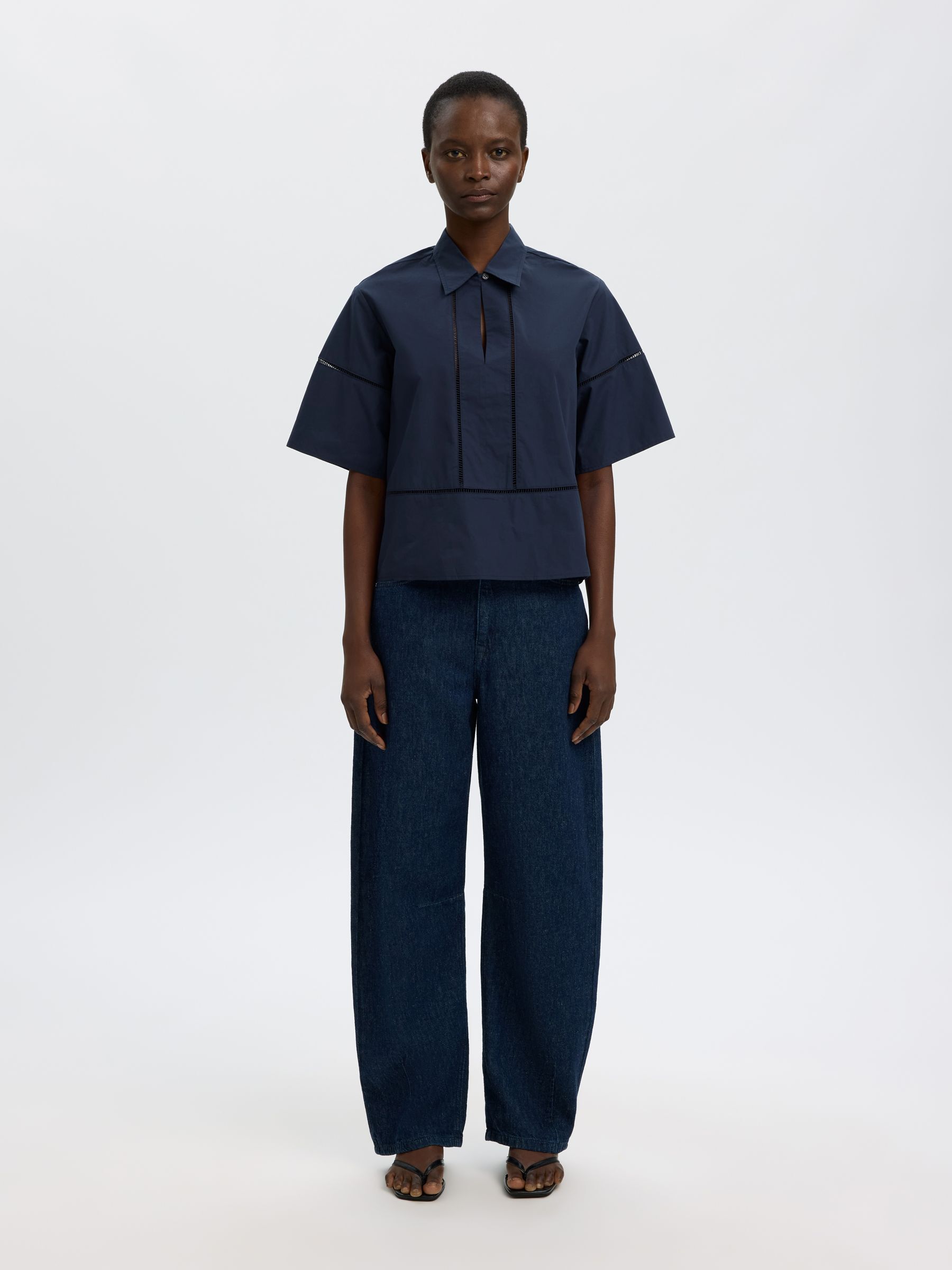 COTTON SHORT SLEEVED SHIRT, Dark Sapphire, highres