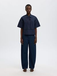 COTTON SHORT SLEEVED SHIRT, Dark Sapphire, highres