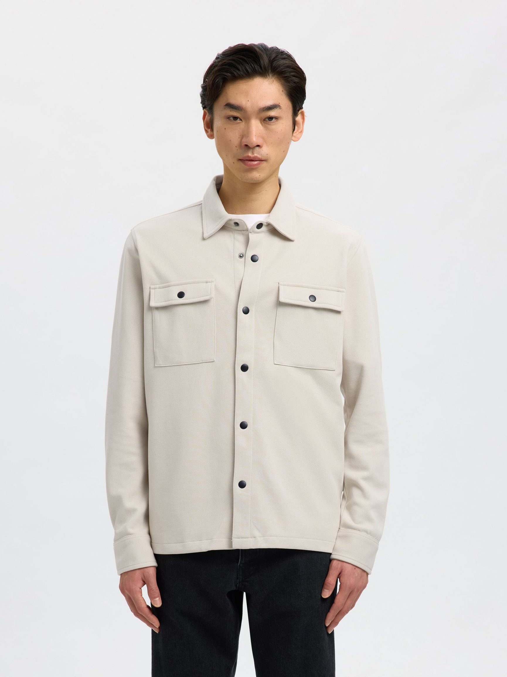 CLASSIC OVERSHIRT, Oatmeal, highres