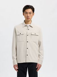 CLASSIC OVERSHIRT, Oatmeal, highres