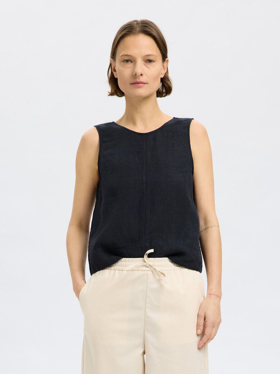 Selected 100% LINNEN 2-IN-1 TOP, Black, highres - 16097879_Black_003.jpg