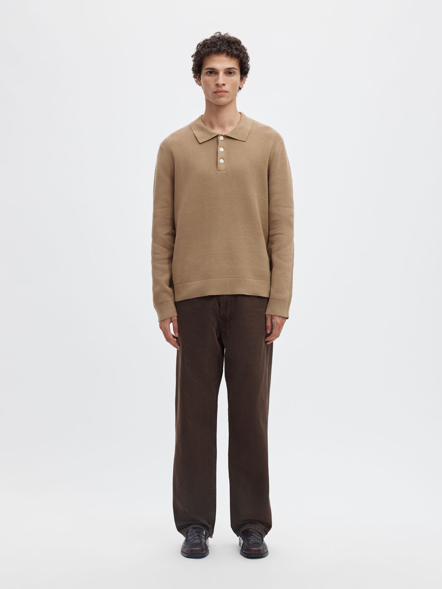 STRUCTURED COTTON POLO SHIRT, Kelp, highres