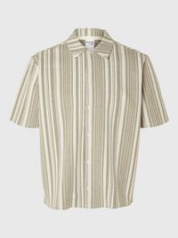 STRIPED SHORT SLEEVED SHIRT, Burnt Olive, highres