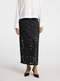 BLOEMENPRINT MAXI ROK, Black, highres