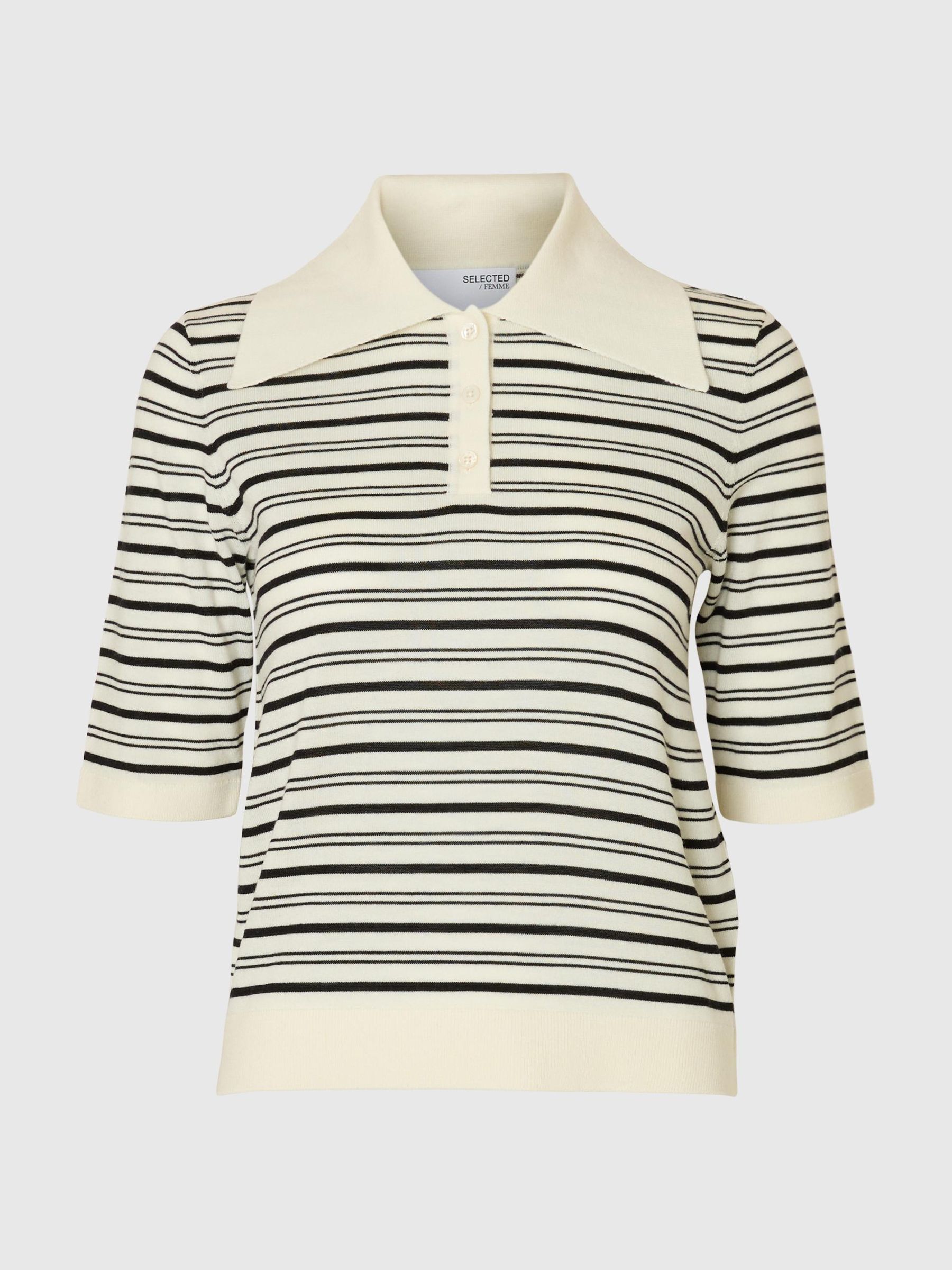 100% MERINOWOL GEBREIDE POLO, Snow White, highres