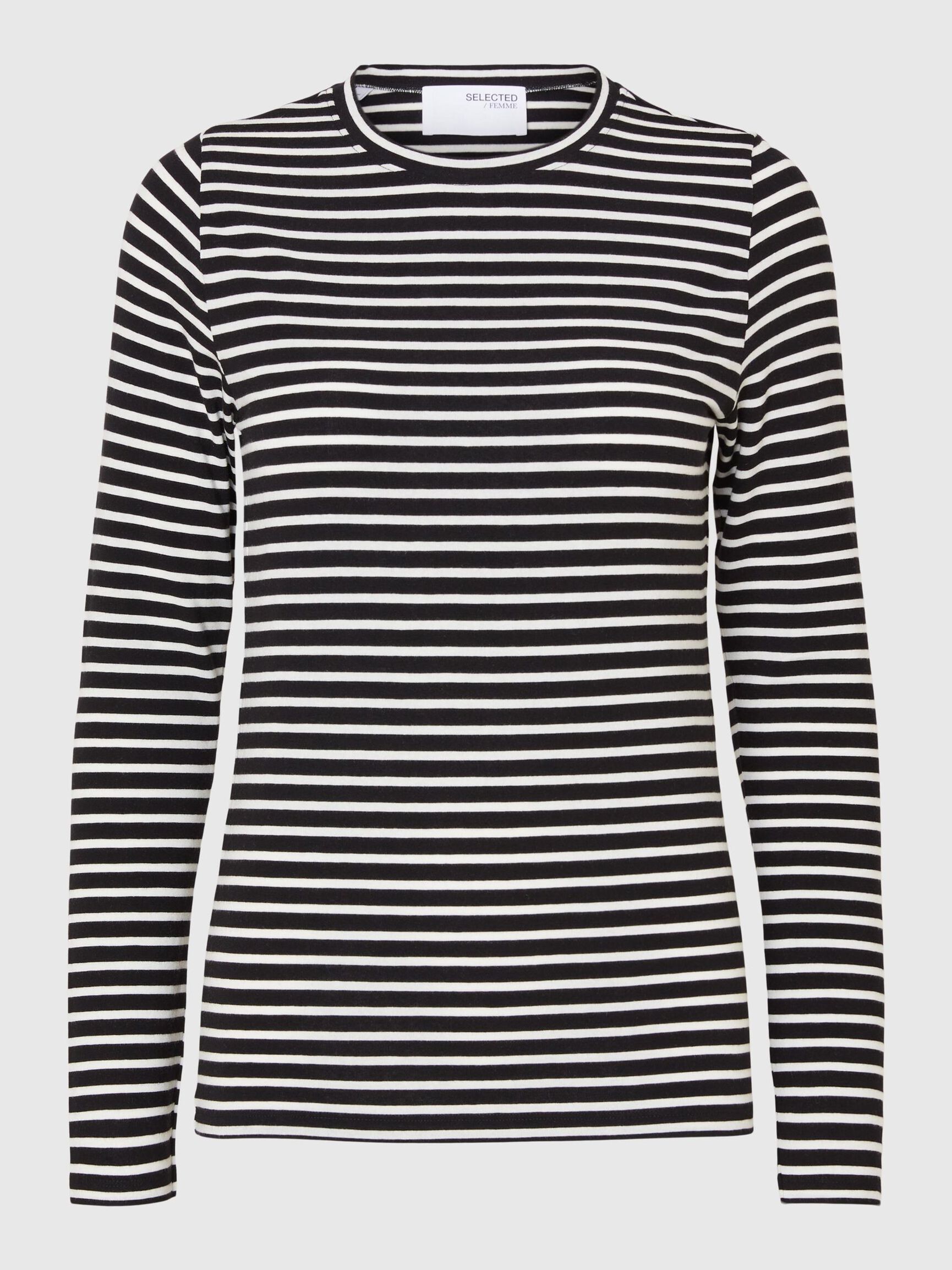 RANDIG LÅNGÄRMAD TOPP, Black, highres
