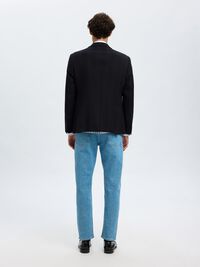 WOOL DOUBLE-BREASTED BLAZER, Dark Navy, highres