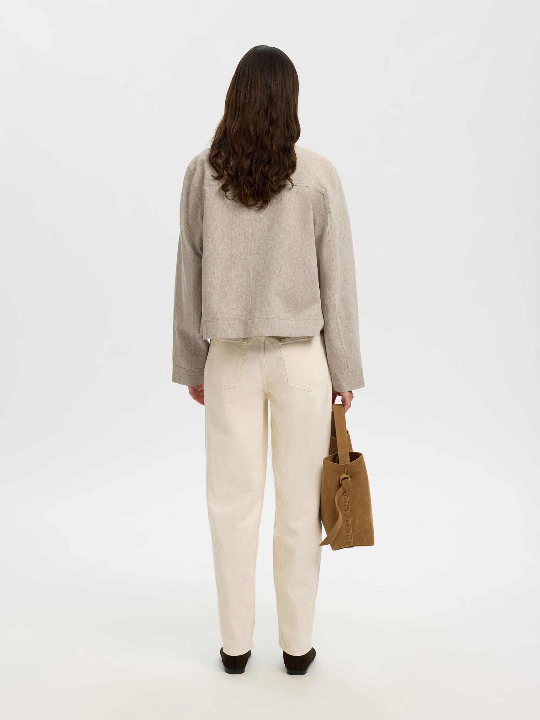 À MANCHES LONGUES VESTE COURTE, Greige, highres
