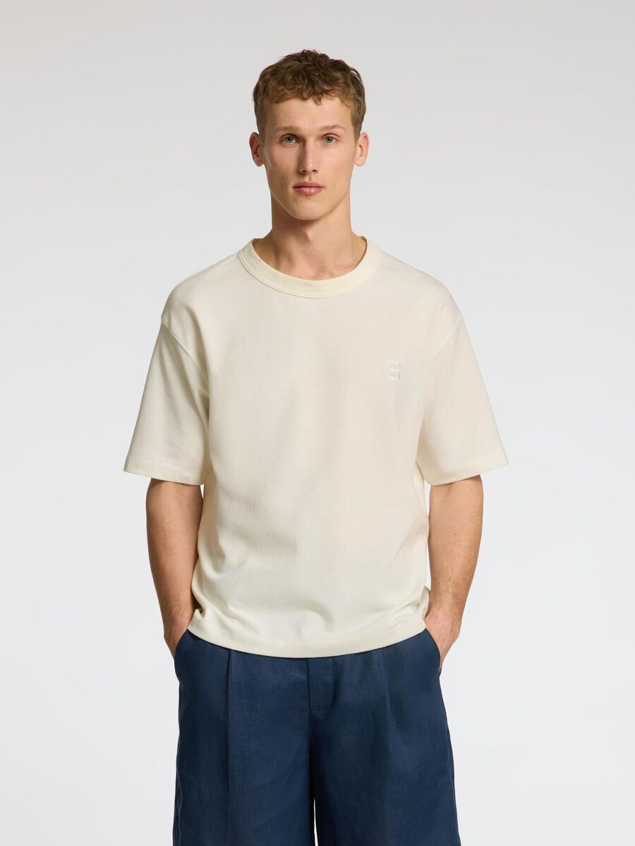 Selected RELAXED FIT T-SHIRT MIT RUNDHALSAUSSCHNITT, Egret, highres - 16099030_Egret_003.jpg