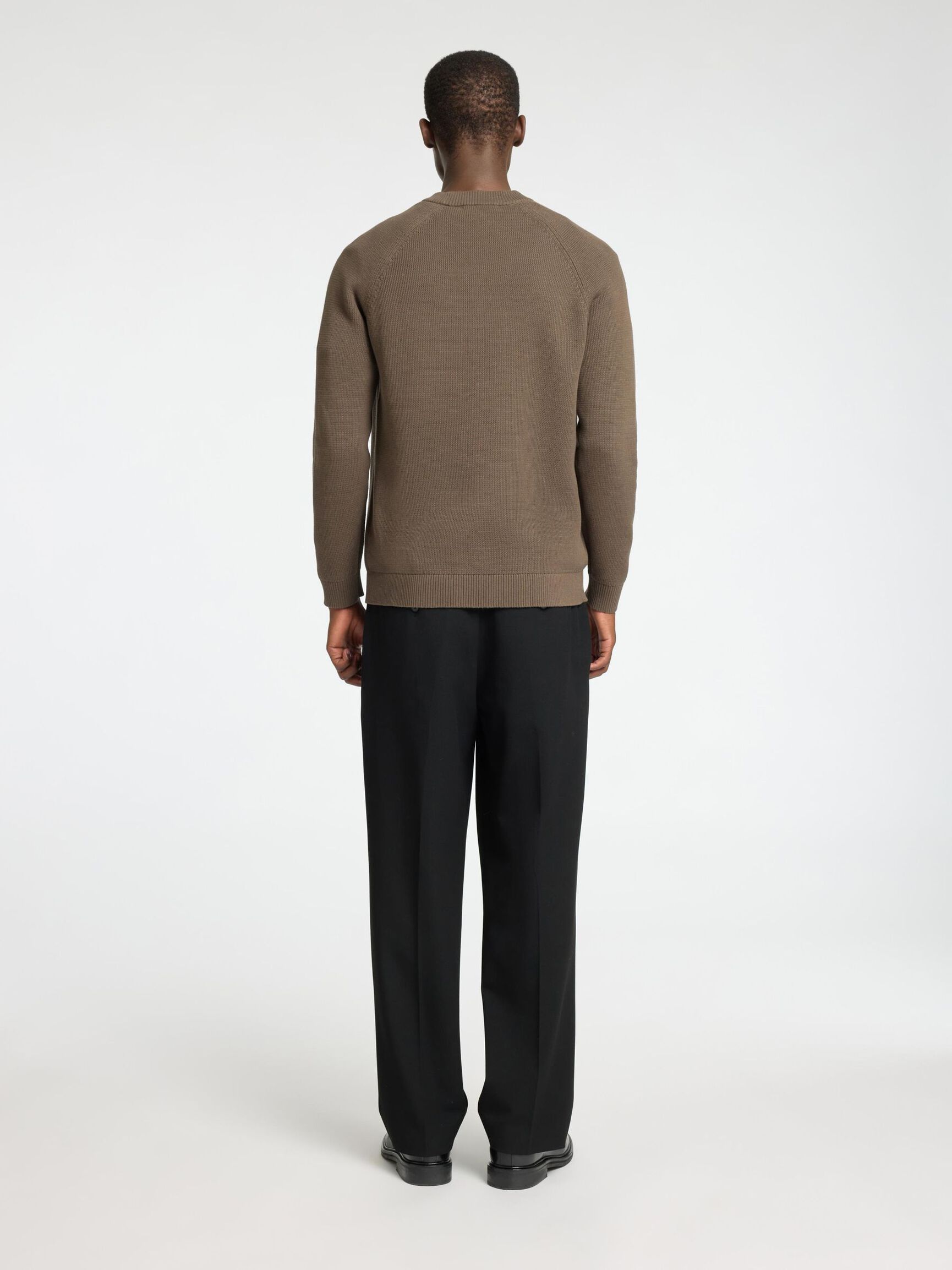100% BOMULD SWEATER MED RUND HALS, Major Brown, highres