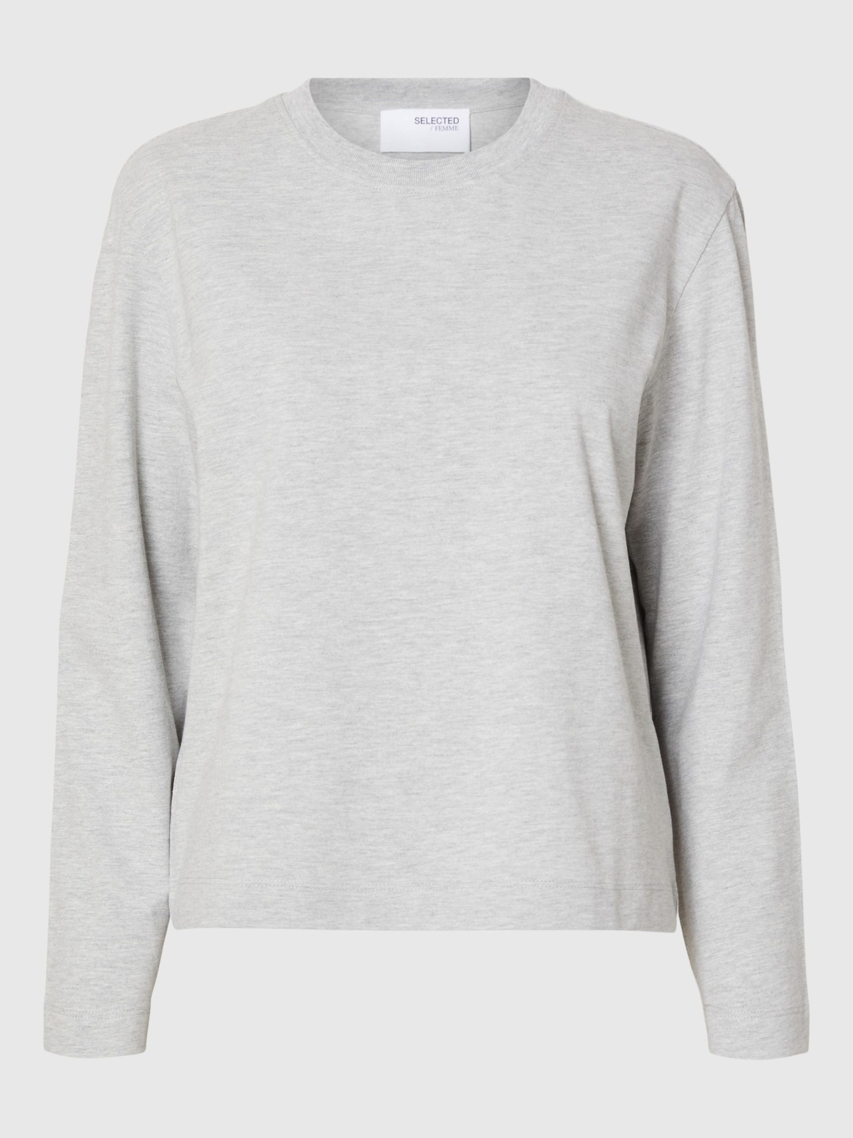 LONG-SLEEVED BOXY T-SHIRT, Light Grey Melange, highres