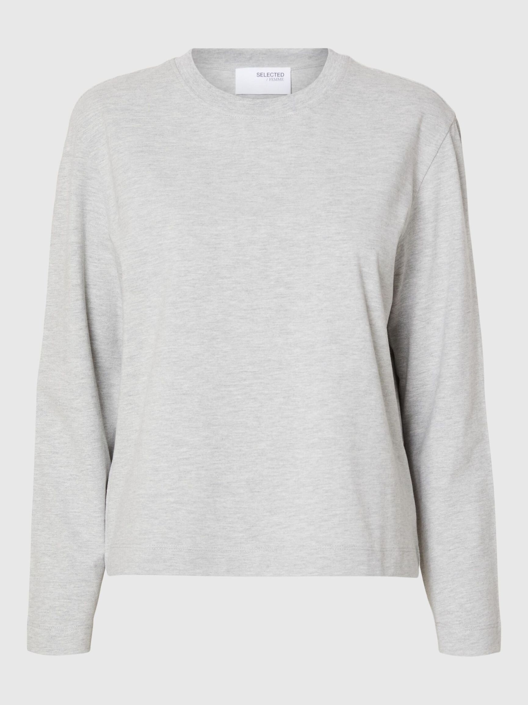 LONG-SLEEVED BOXY T-SHIRT, Light Grey Melange, highres
