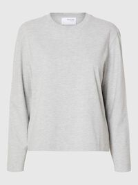 LONG-SLEEVED BOXY T-SHIRT, Light Grey Melange, highres