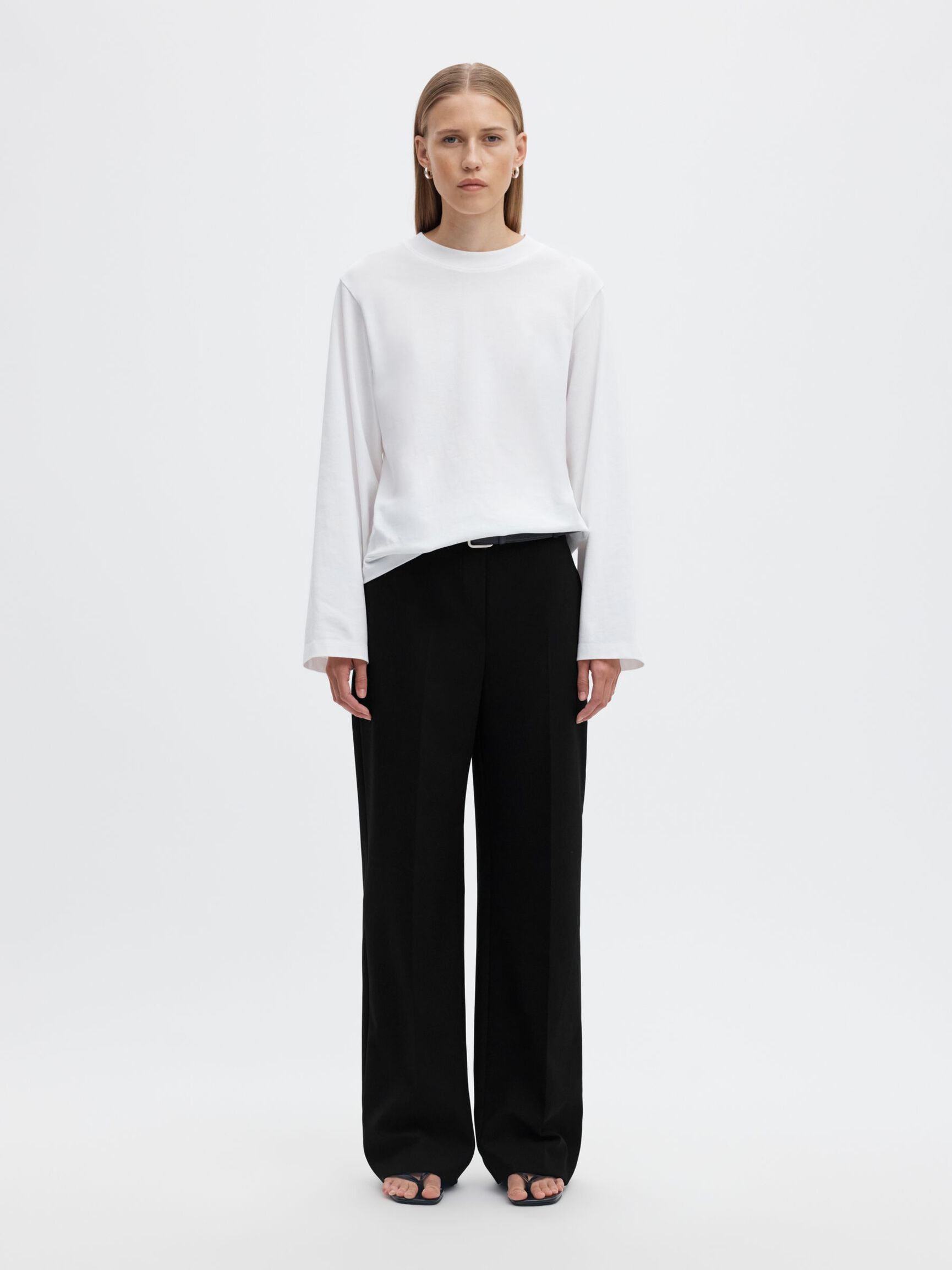  VEYRA ELASTICATED WAIST WIDE-LEG TROUSERS, Black, highres