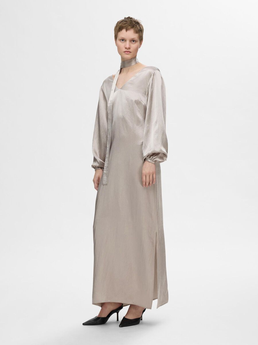 Selected SATIN  MAXI DRESS, Dove, highres - 16094998_Dove_003.jpg